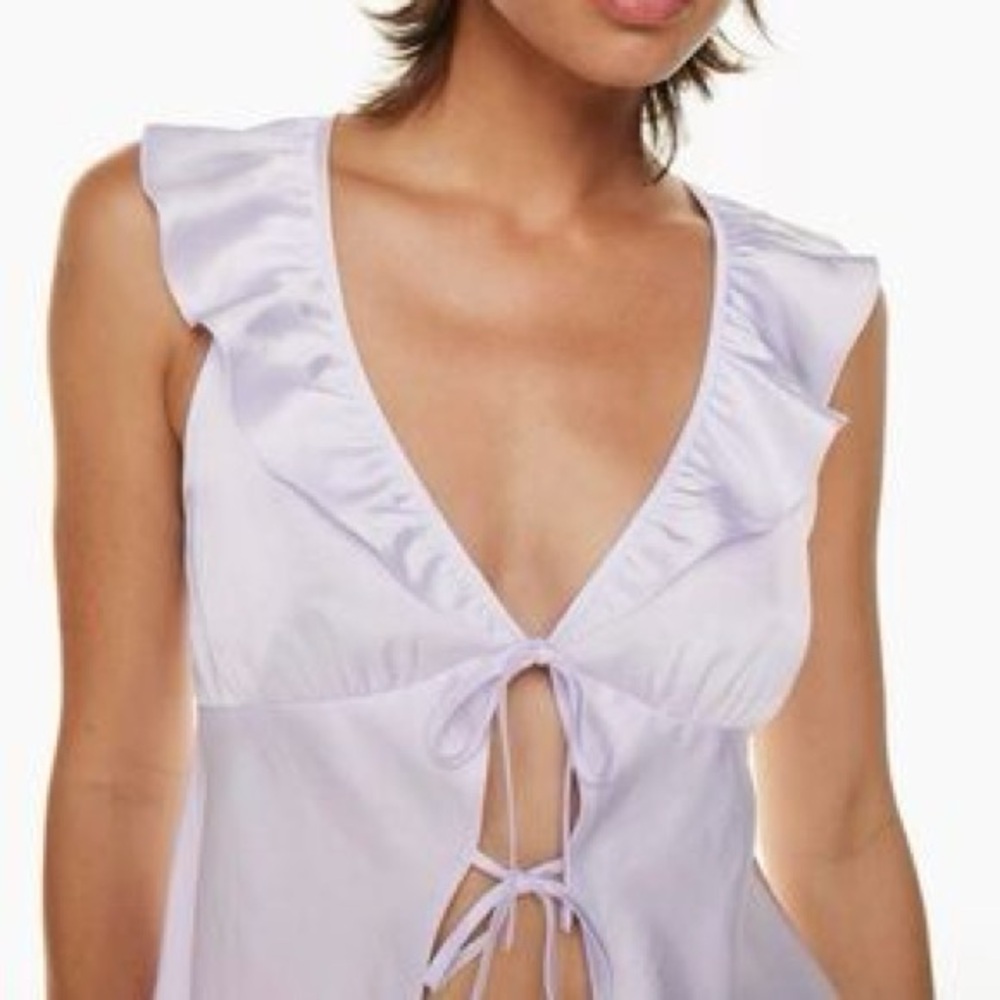 Aritzia Wilfred Tonka Satin Blouse in Ice Lavender